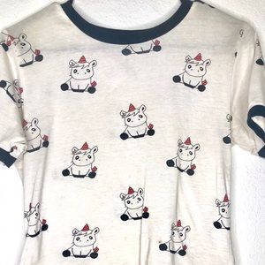 White unicorn on fire short sleeve shirt